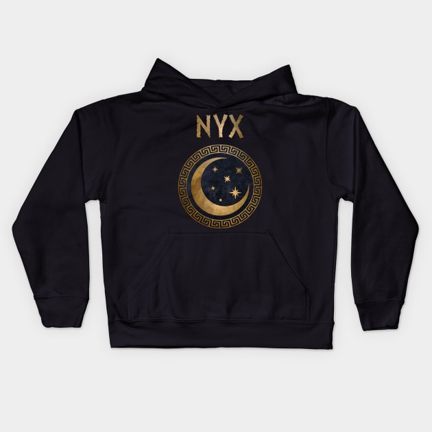 Nyx Greek Goddess of Night Ancient Symbol Kids Hoodie by AgemaApparel